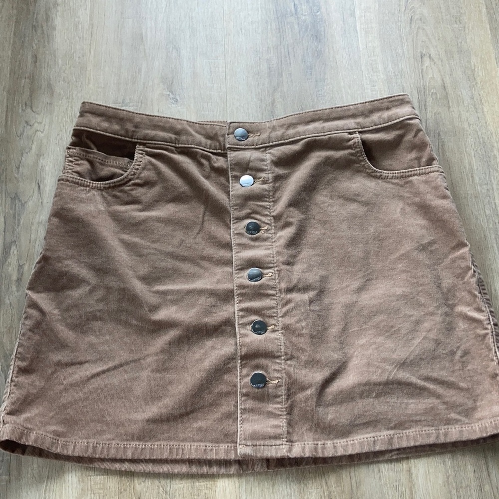 Express Brown Button-Front Skirt